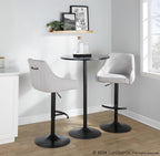 Hannah Adjustable Barstool - Set of 2 - Black Metal, Grey Fabric