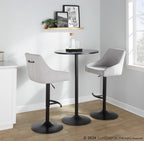 Hannah Adjustable Barstool - Set of 2 - Black Metal, Grey Fabric