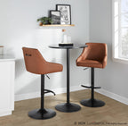 Hannah Adjustable Barstool - Set of 2 - Black Metal, Camel PU