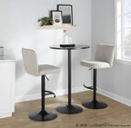 Henry Adjustable Barstool - Set of 2 - Black Metal, Beige Fabric
