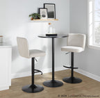 Henry Adjustable Barstool - Set of 2 - Black Metal, Beige Fabric