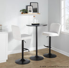 Henry Adjustable Barstool - Set of 2 - Black Metal, White Fabric