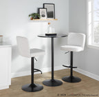 Henry Adjustable Barstool - Set of 2 - Black Metal, White Fabric