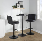 Henry Adjustable Barstool - Set of 2 - Black Metal, Black PU