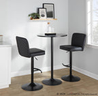 Henry Adjustable Barstool - Set of 2 - Black Metal, Black PU