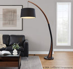 Noah Floor Lamp - Black Marble, Walnut Wood, Black Linen