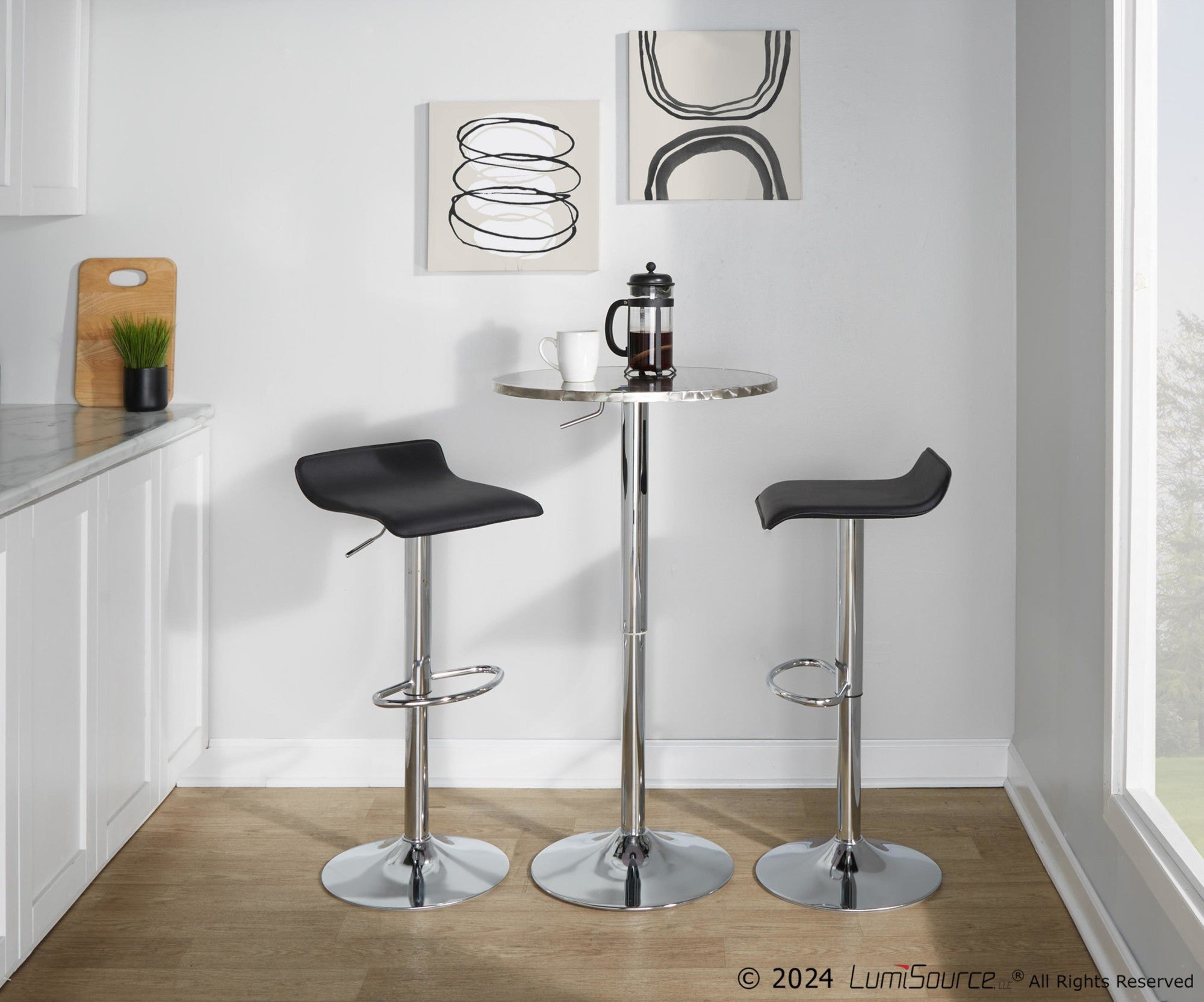 Bistro Round Bar Table - Silver Metal