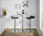 Bistro Round Ale Bar Set - 3 Piece - Silver Metal, Black Pvc, Chrome Metal