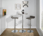 Bistro Round Ale Bar Set - 3 Piece - Silver Metal, Grey Pvc, Chrome Metal