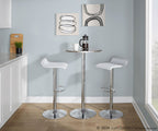 Bistro Round Ale Bar Set - 3 Piece - Silver Metal, White Pvc, Chrome Metal