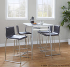 Mara 26" Fixed-Height Counter Stool - Set of 2 - Stainless Steel, Grey PU
