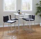 Mara 26" Fixed-Height Counter Stool - Set of 2 - Stainless Steel, Black PU