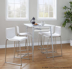 Mara 26" Fixed-Height Counter Stool - Set of 2 - Stainless Steel, White PU
