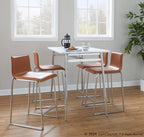 Mara 26" Fixed-Height Counter Stool - Set of 2 - Stainless Steel, Camel PU