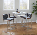 Mara 26" Fixed-Height Counter Stool - Set of 2 - Brushed Stainless Steel, Walnut Wood, Grey PU