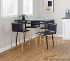 Mara 26" Fixed-Height Counter Stool - Set of 2 - Gold Metal, Black PU