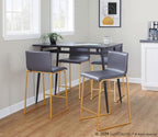 Mara 26" Fixed-Height Counter Stool - Set of 2 - Gold Metal, Grey PU