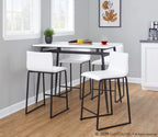 Mara 26" Fixed-Height Counter Stool - Set of 2 - Black Metal, White PU
