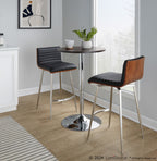 Adjustable Bar Table - Chrome, Brown Wood