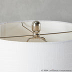 Geome 27" Metal Table Lamp - Set of 2 - Polished Nickel, White Linen