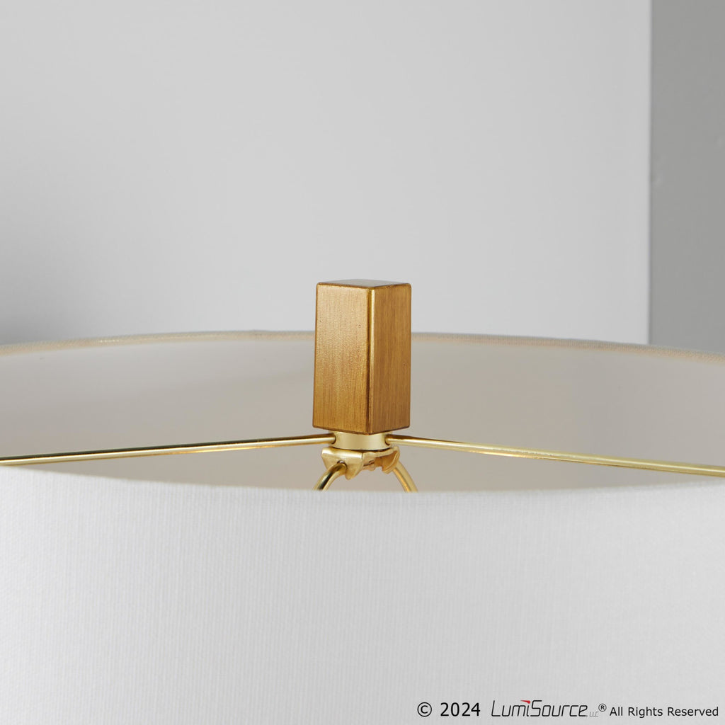 Pompeii 29" Polyresin Table Lamp - Gold Poyresin, White Linen