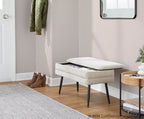 Neapolitan Storage Bench - Black Metal, Light Brown Fabric