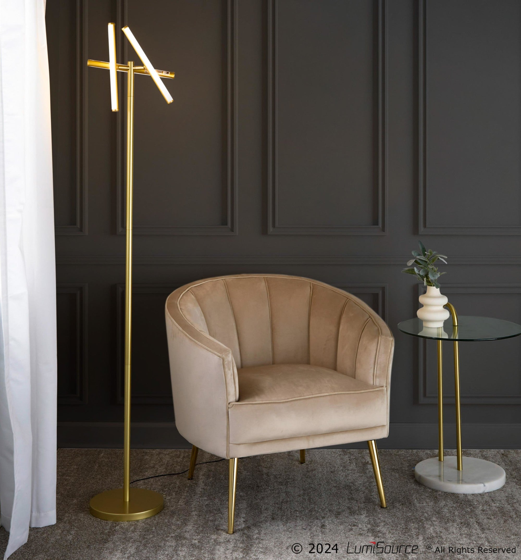 Icicle 65" Swivel Floor Lamp - Gold Metal