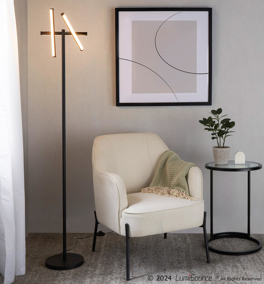 Icicle 65" Swivel Floor Lamp - Black Metal