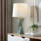 Curvo Square 27" Ceramic Table Lamp - Sage Green Ceramic, White Linen