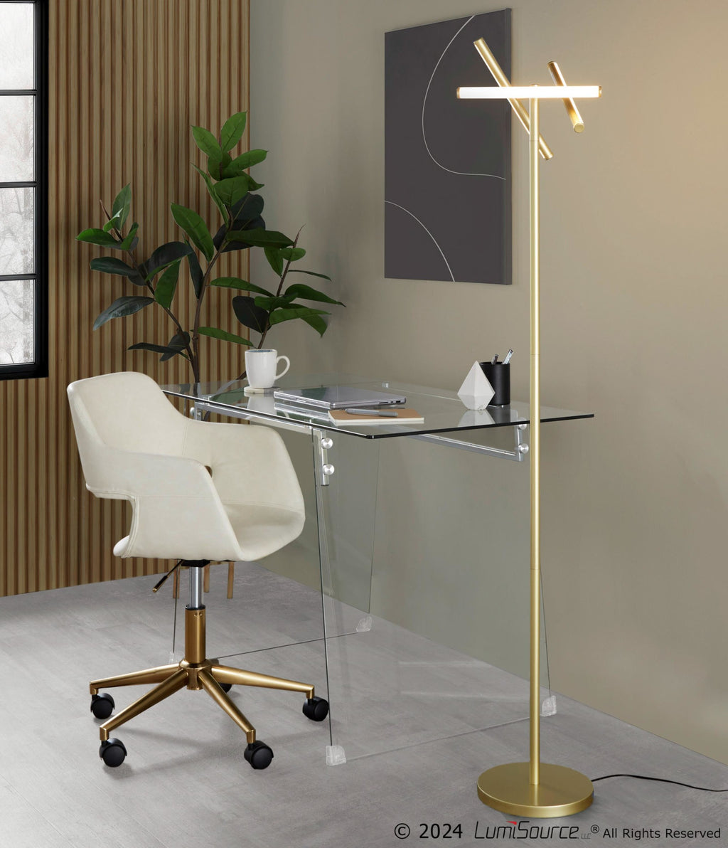 Icicle 65" Swivel Floor Lamp - Gold Metal