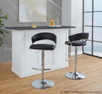 Jie Adjustable Barstool - Set of 2 - Chrome Metal, Black PU