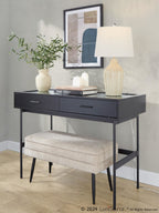 Neapolitan Storage Bench - Black Metal, Light Brown Fabric