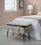 Neapolitan Storage Bench - Black Metal, Light Brown Fabric