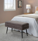 Neapolitan Storage Bench - Black Metal, Brown Fabric