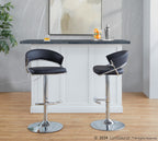 Jie Adjustable Barstool - Set of 2 - Chrome Metal, Black PU