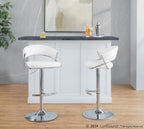 Jie Adjustable Barstool - Set of 2 - Chrome Metal, White PU