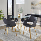 Margarite Dining Chair - Set of 2 - Gold Metal, Grey PU