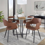 Margarite Dining Chair - Set of 2 - Black Metal, Brown PU