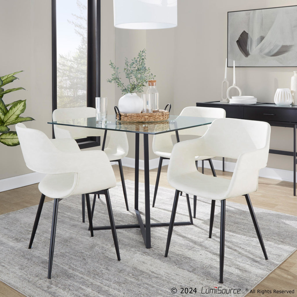 Margarite Dining Chair - Set of 2 - Black Metal, Cream PU
