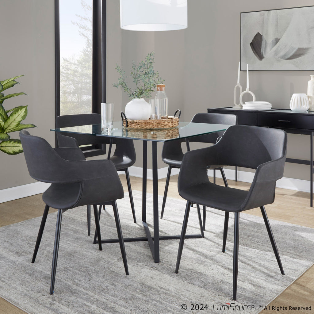 Margarite Dining Chair - Set of 2 - Black Metal, Grey PU