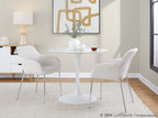 Pebble Mod Table - White Metal, White Marble Veneer