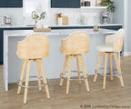 Ahoy 26" Fixed-Height Counter Stool - Set of 2 - Natural Bamboo, Cream PU, Chrome