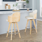 Ahoy 26" Fixed-Height Counter Stool - Set of 2 - Natural Bamboo, Cream PU, Chrome