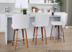 Henry 26" Fixed-Height Counter Stool - Set of 2 - Walnut Wood, White Fabric, Chrome Metal