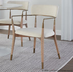 Savannah Chair - Set of 2 - Copper Metal, Whitewashed Wood, Cream Noise Fabric