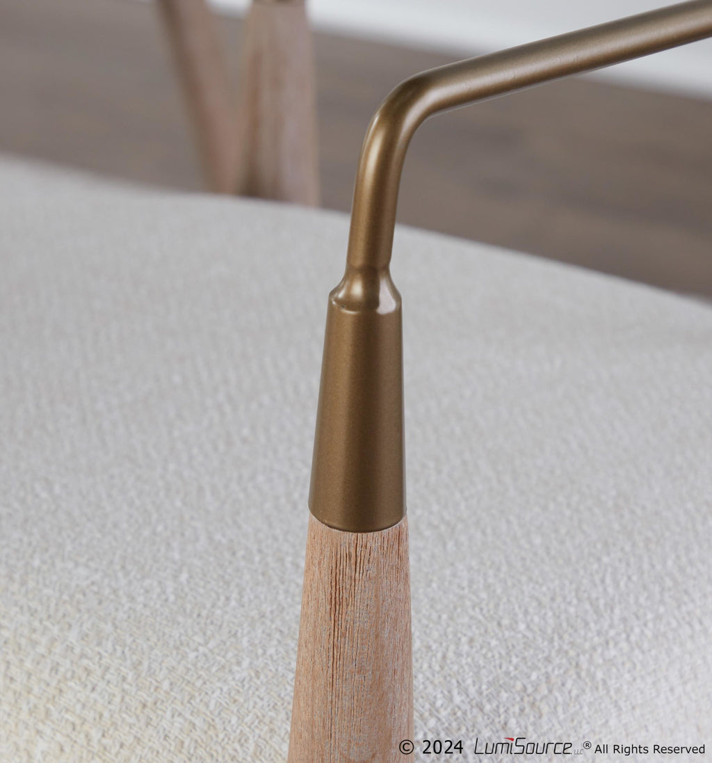 Savannah Chair - Set of 2 - Copper Metal, Whitewashed Wood, Cream Noise Fabric