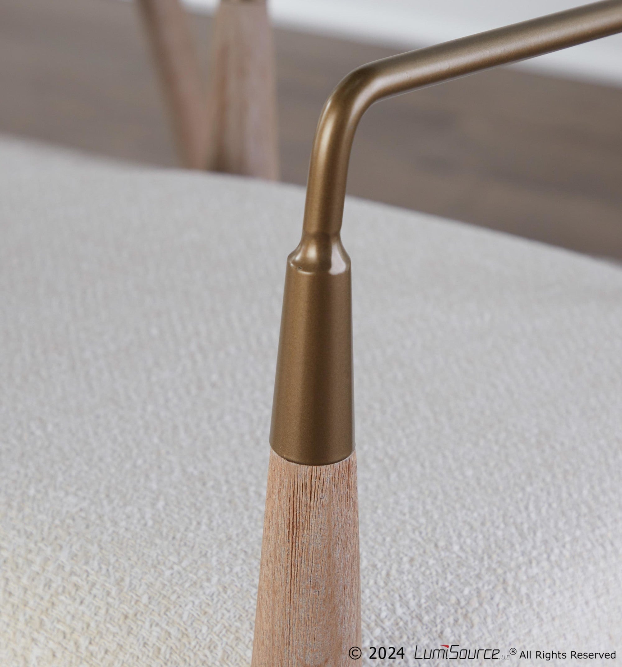 Savannah Chair - Set of 2 - Copper Metal, Whitewashed Wood, Cream Noise Fabric