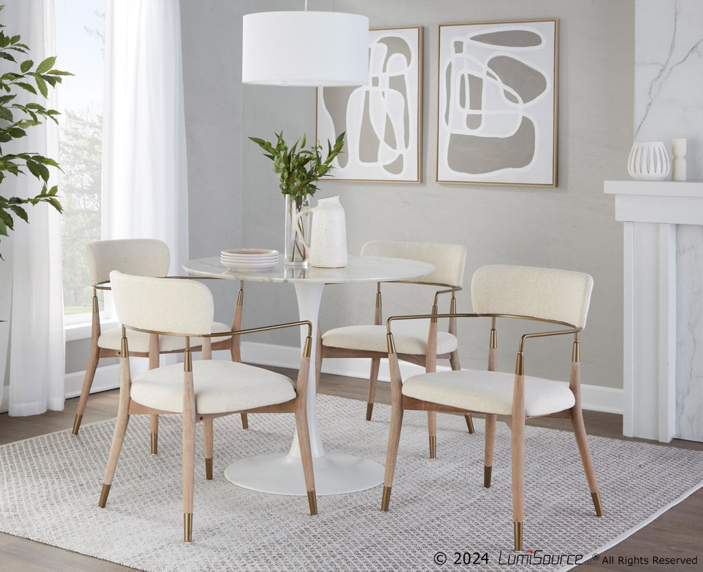 Pebble Mod Table - White Metal, White Marble Veneer