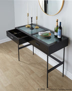 Emery Console Table - Black Steel, Black Wood