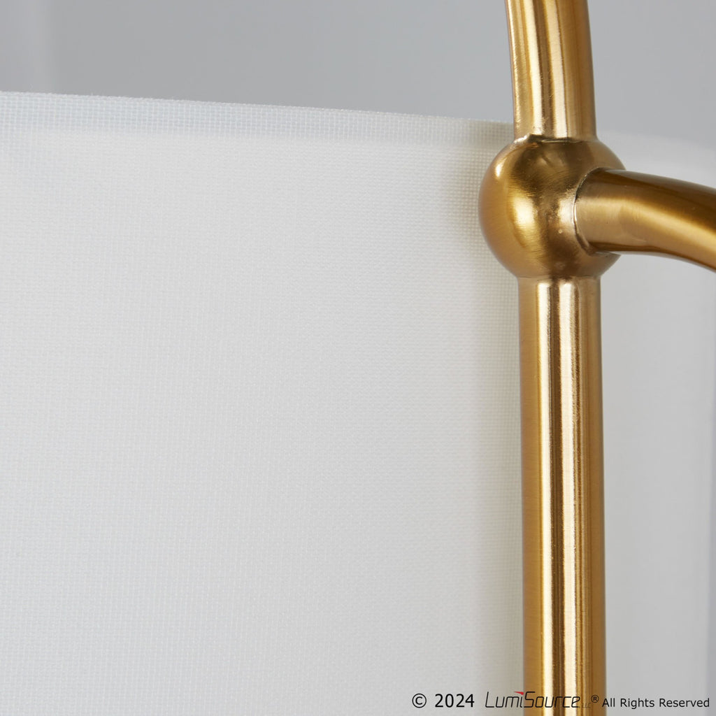 Leslie 63" Floor Lamp - White Marble, Gold Metal, White Linen